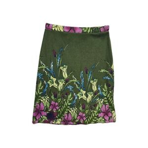 Beebop & Wally Women's  Skirt XS Knit Green Floral Nylon